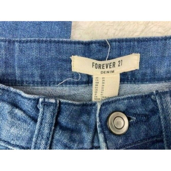 Forever 21 Size 24 Womens Jeans Stretch Distressed Ripped Torn Skinny Lo… - Picture 3 of 4